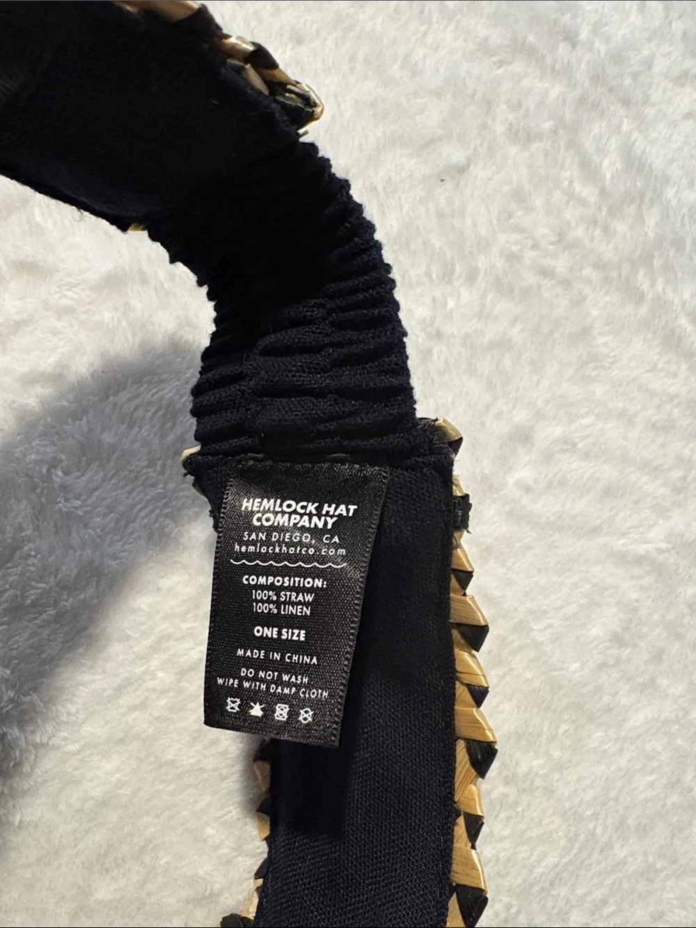 HEMLOCK Neutral Woven Straw Visor - Black & Gold